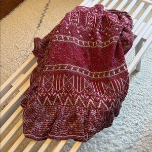 Large Red and White Patterned Knit Scarf - 78" x 29" - bought at Anthtopologie